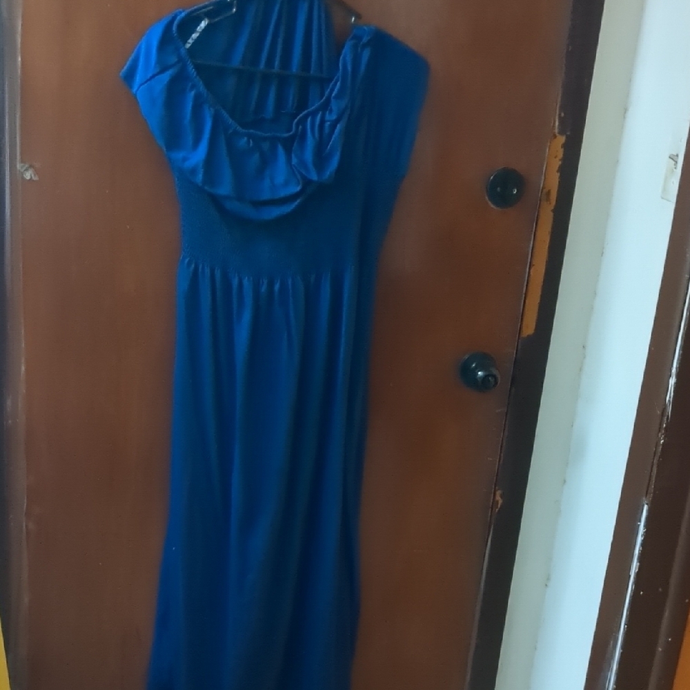 Strapless Blue Maxi Dress
